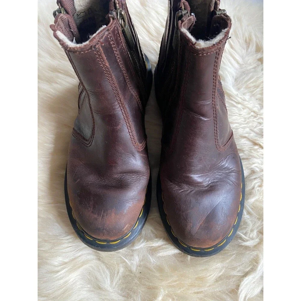 Dr. Martens 2976 Alyson Zip Chelsea Boots Brown Leather Womens Size US 5 EU 36 - Picture 7 of 12